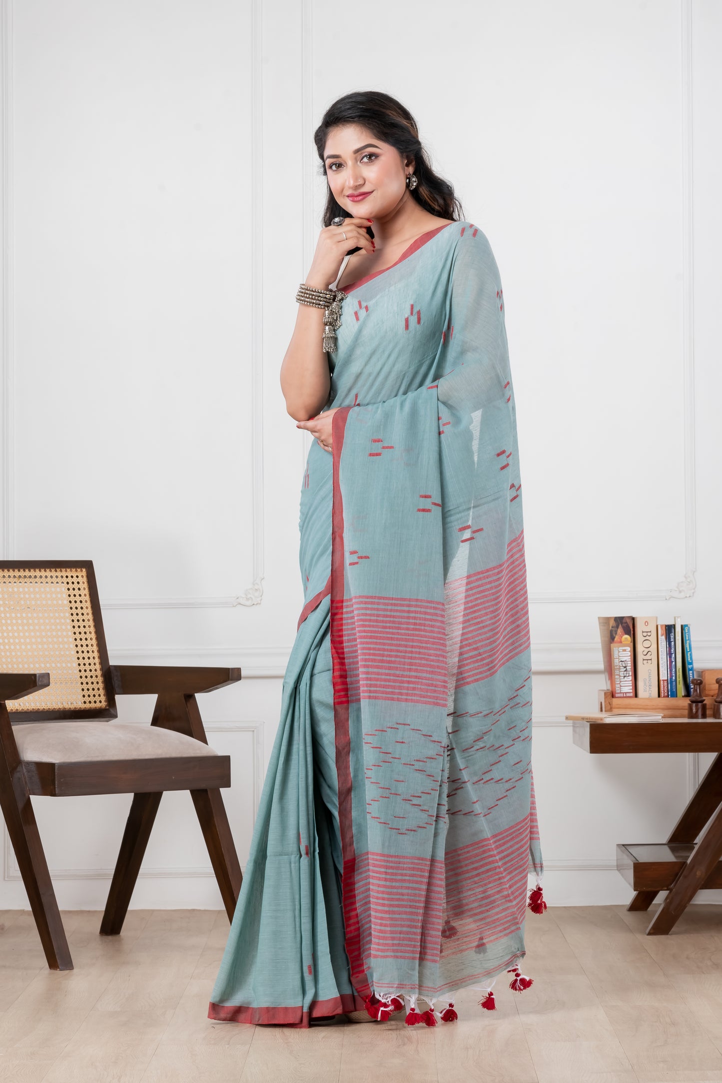 light blue cotton saree