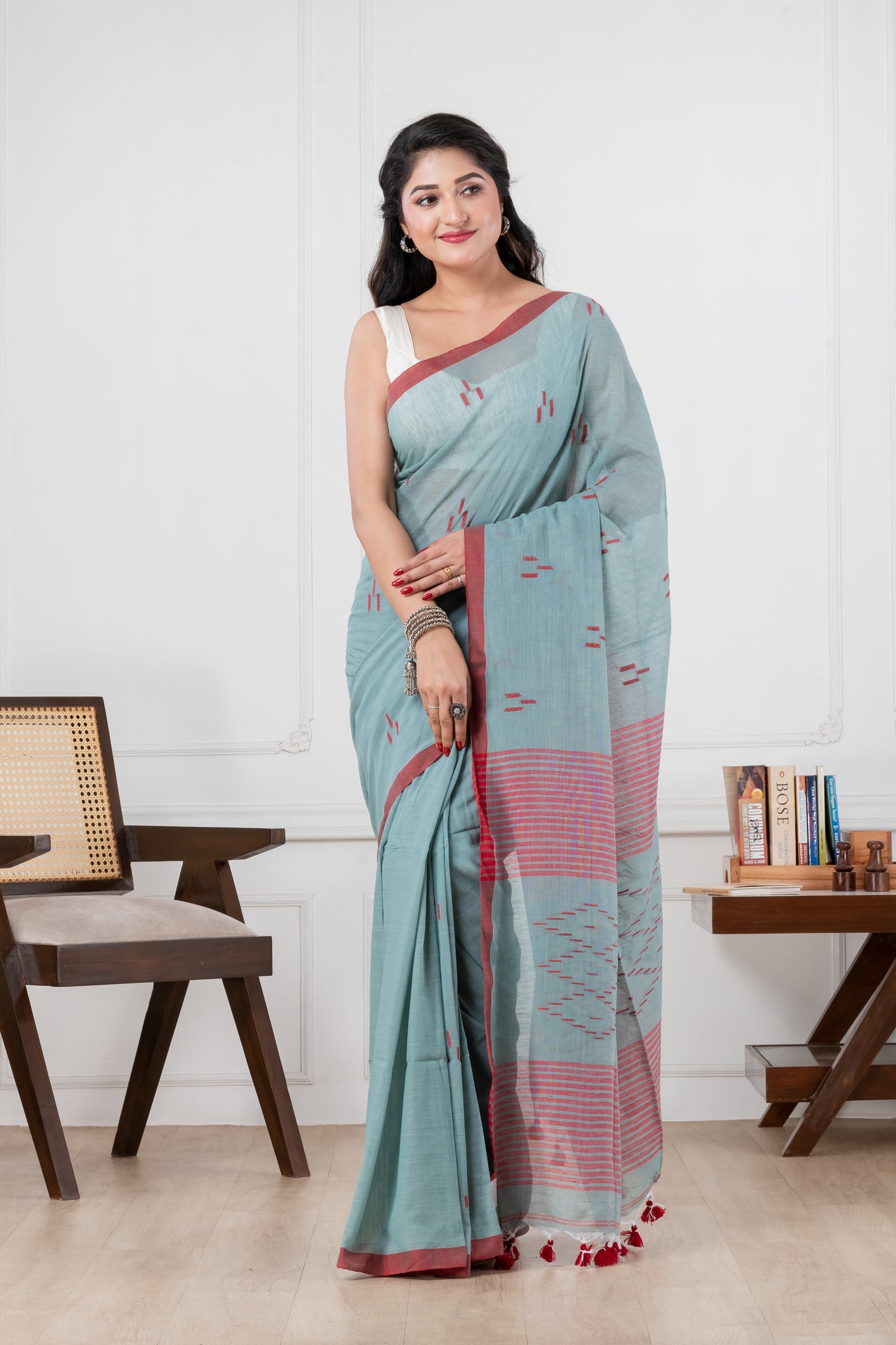 light blue cotton saree