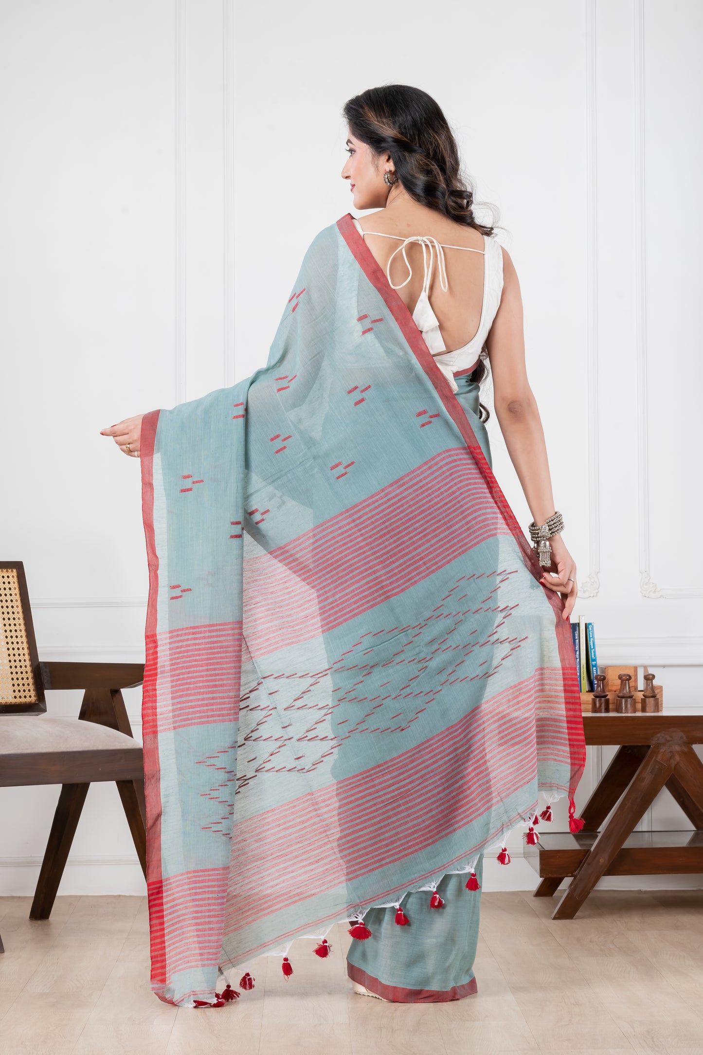light blue cotton saree