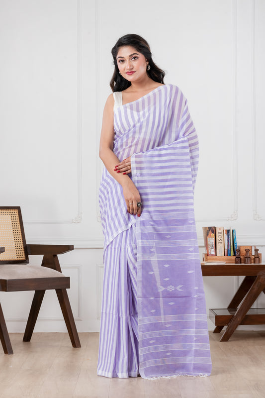 light purple cotton saree