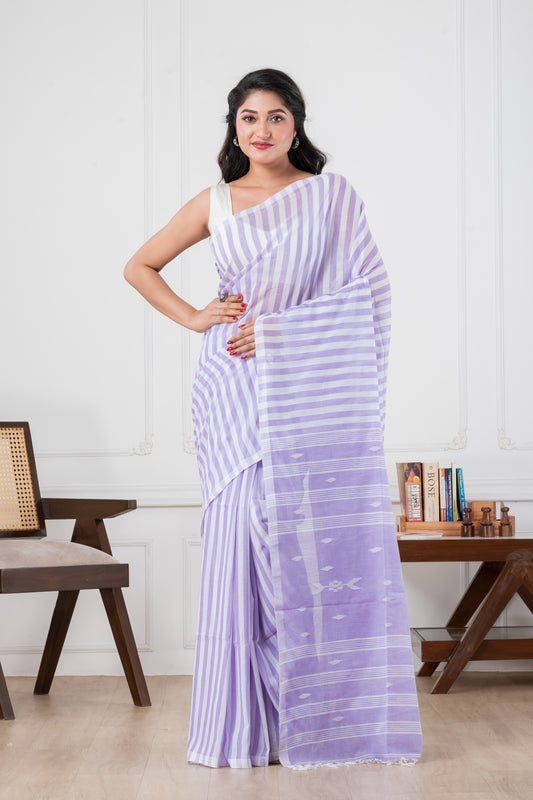light purple cotton saree