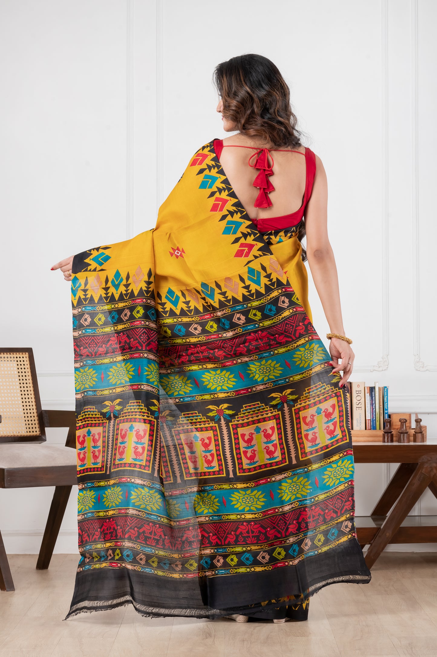 mastered yellow pure murshidabad silk saree