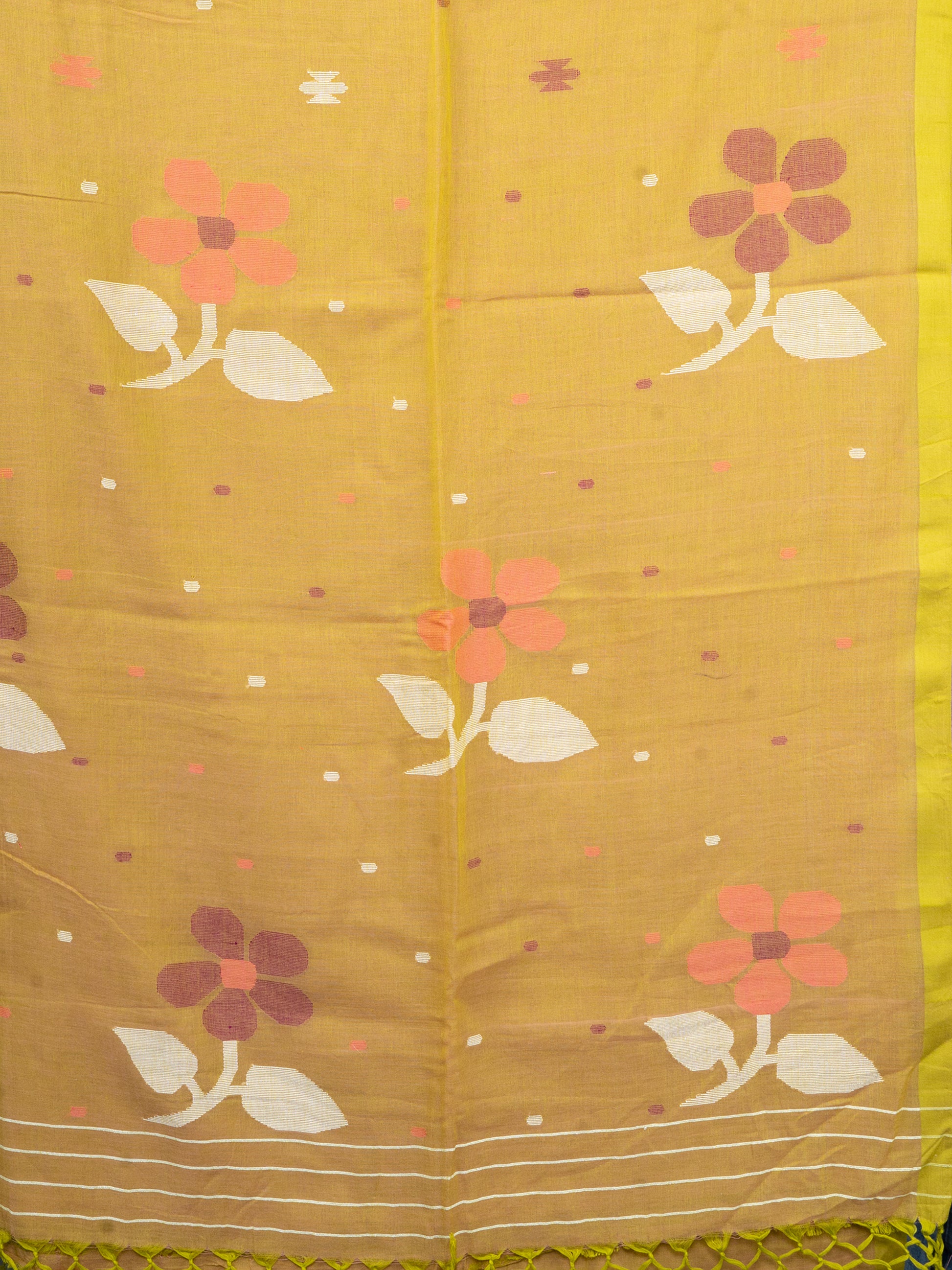 mustard petal jamdani pure cotton saree handloom fresh