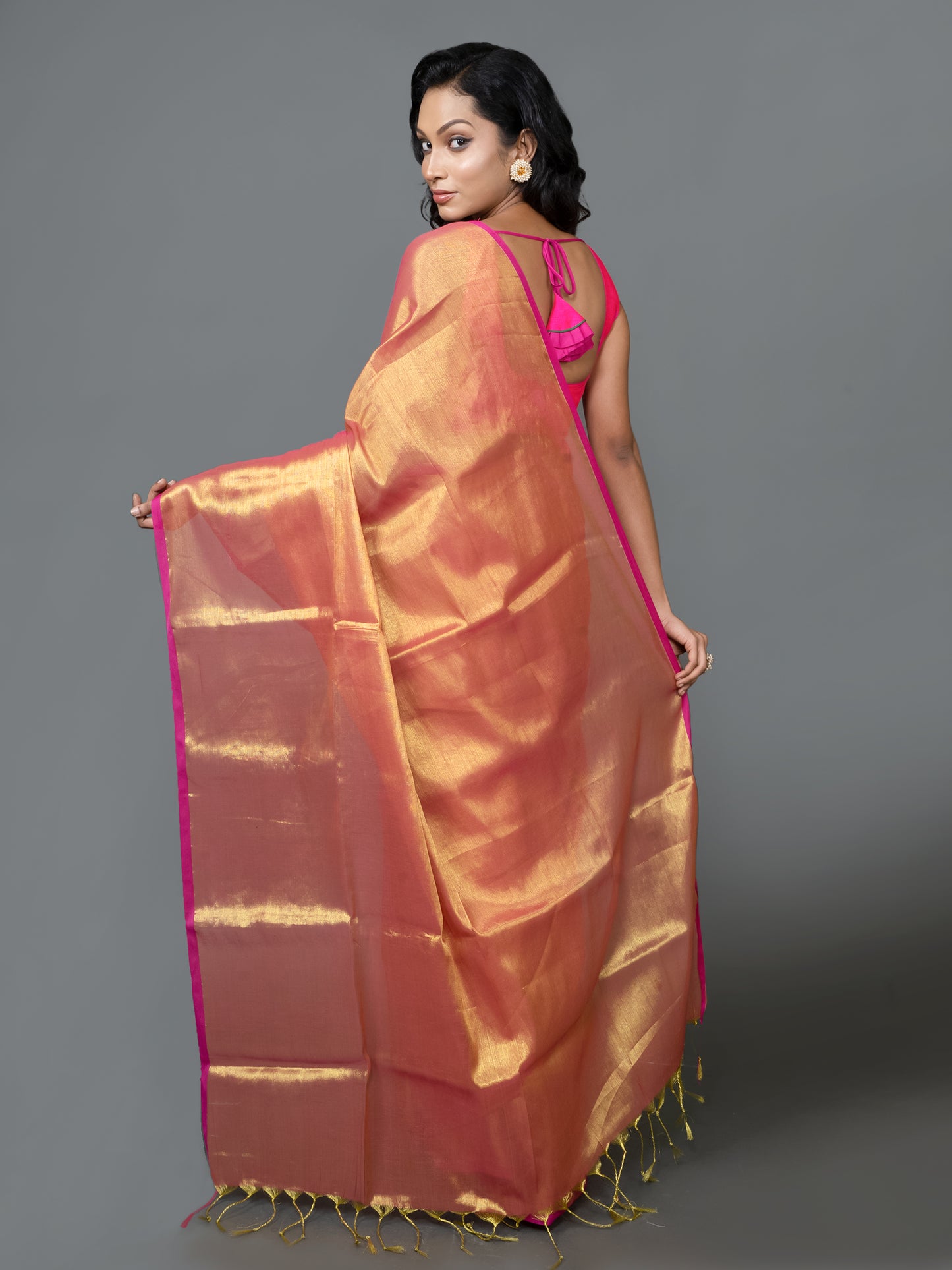 orange handwoven pure cotton saree
