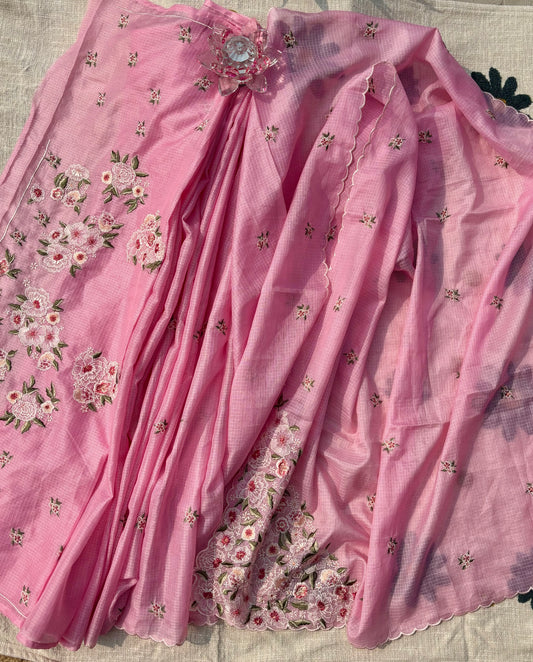 pink kota silk saree