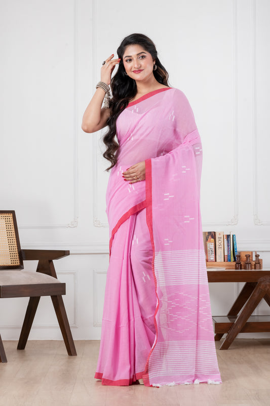 pink pure cotton saree