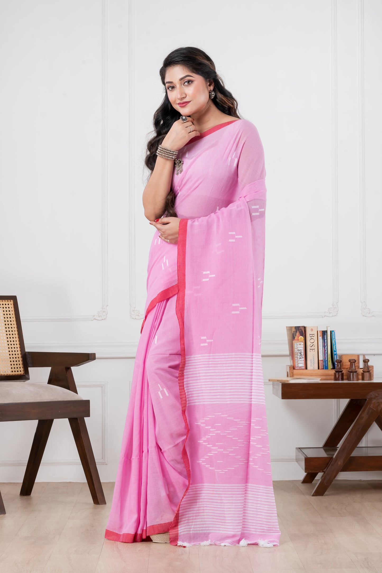 pink pure cotton saree