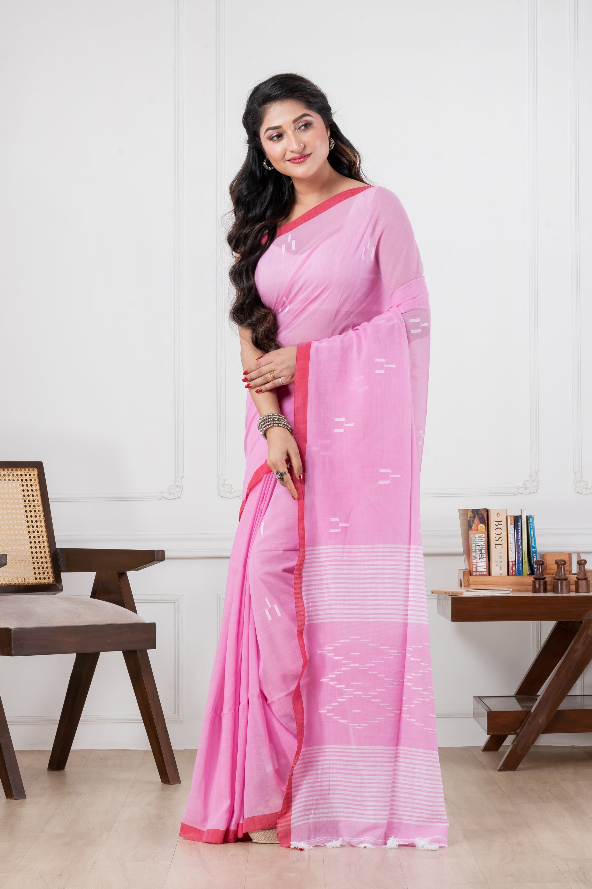 pink pure cotton saree