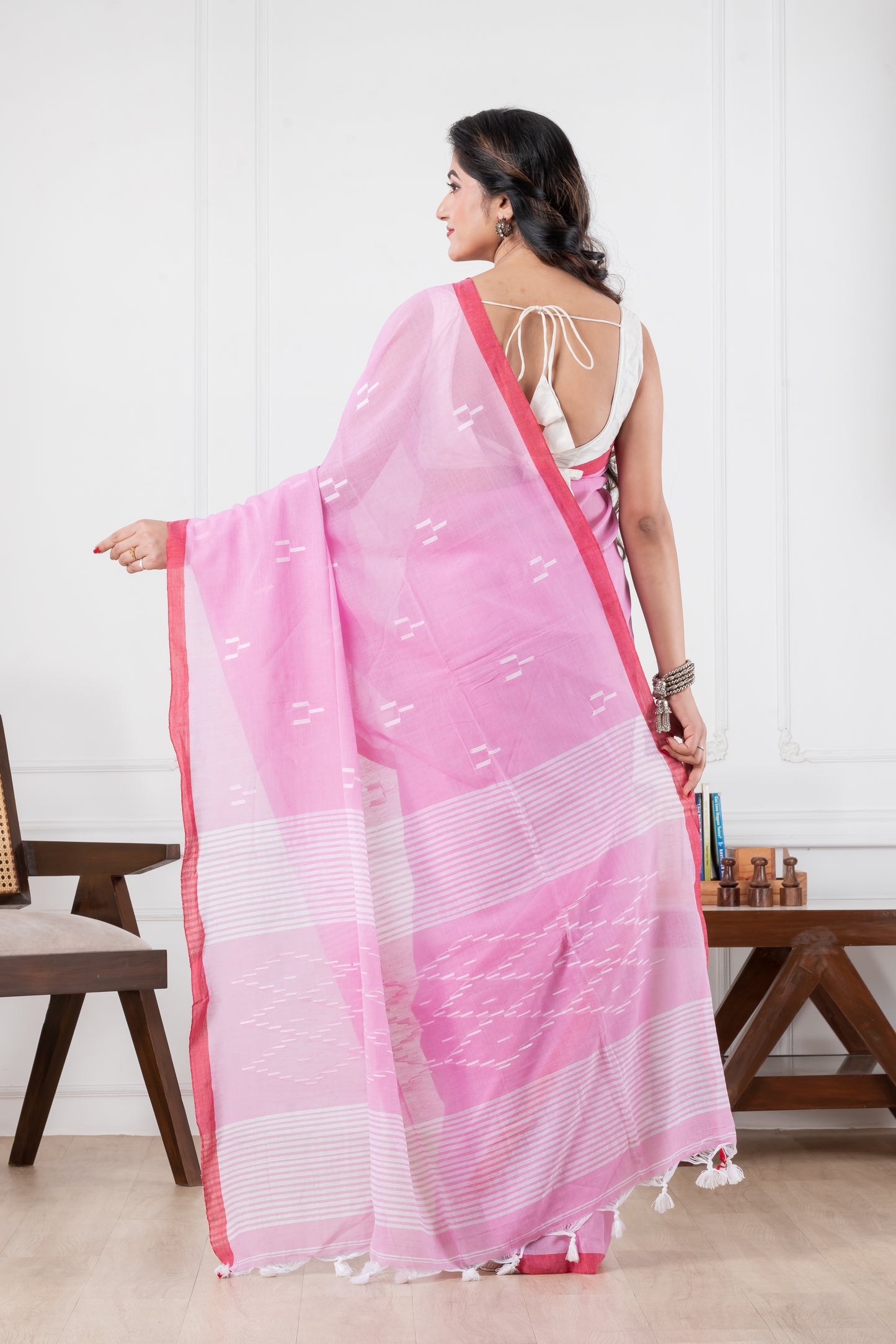 pink pure cotton saree