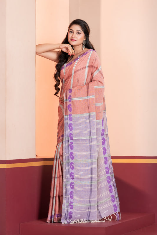 powder pink pure khadi cotton saree