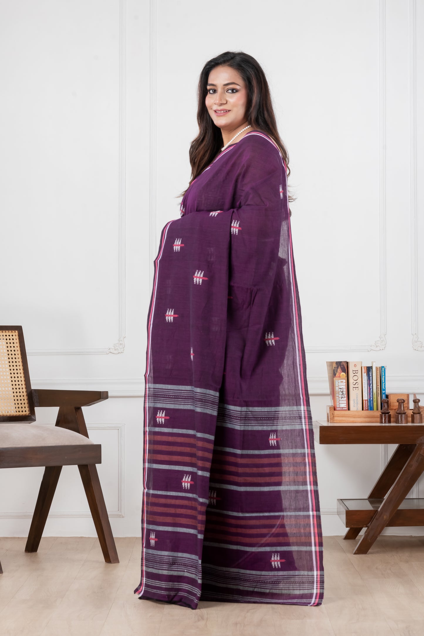 purple original dhonekhali pure cotton saree
