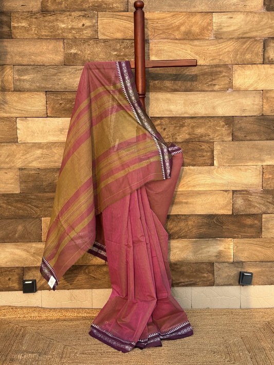 purple pure dhonekhali cotton saree