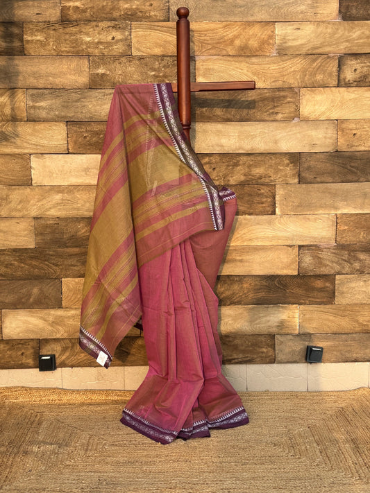purple pure dhonekhali cotton saree