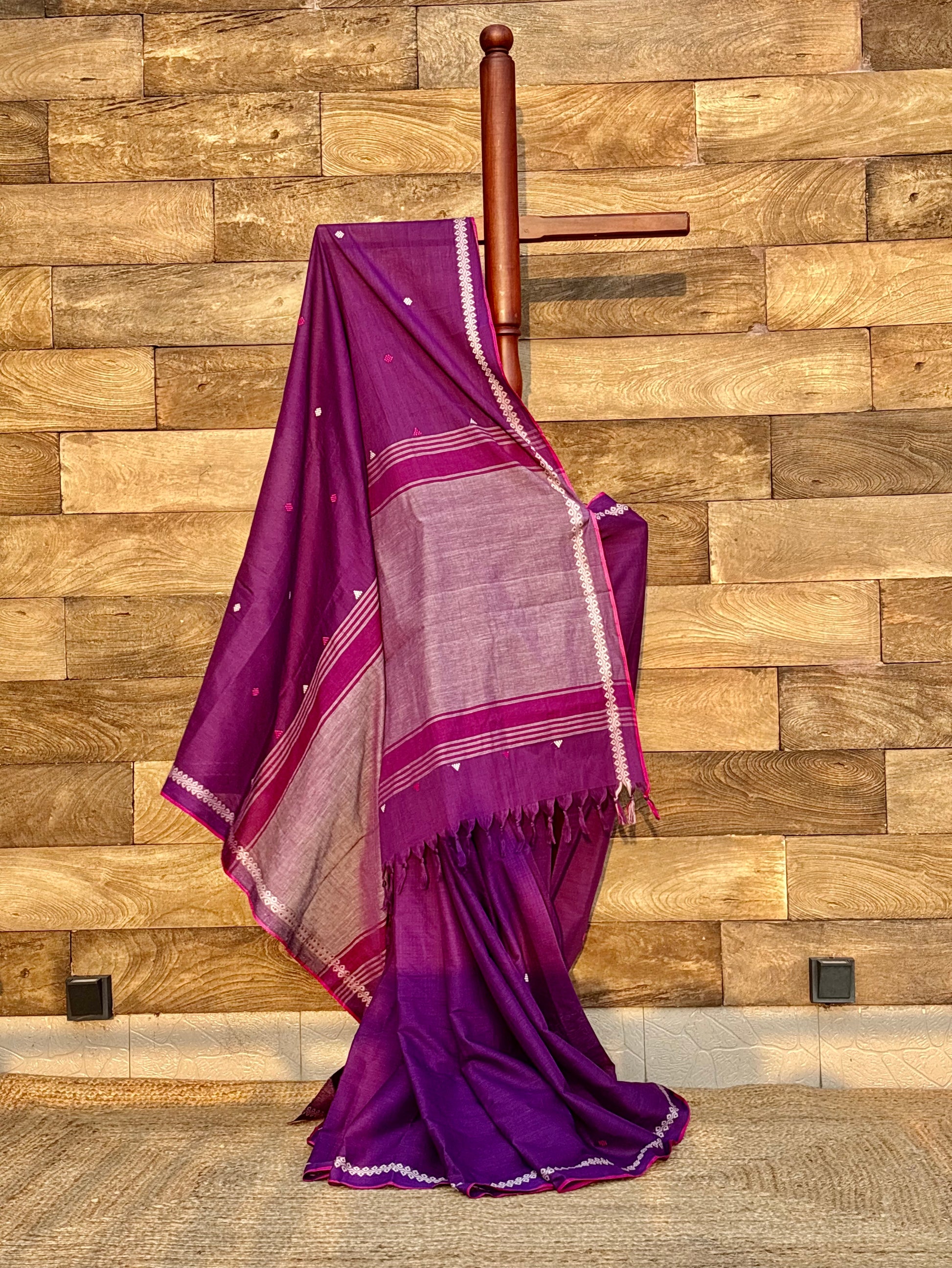 purple pure handwoven cotton saree