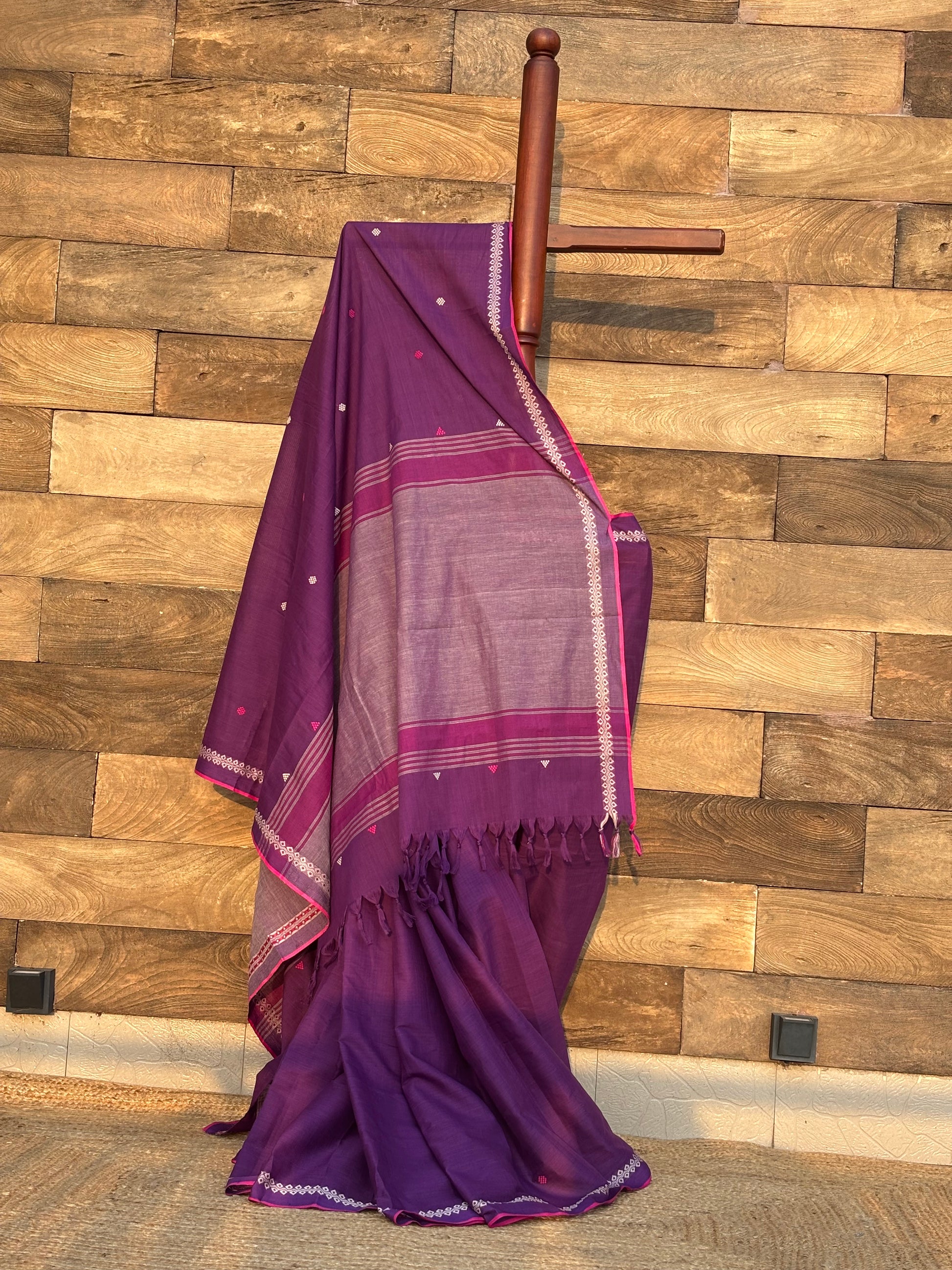 purple pure handwoven cotton saree