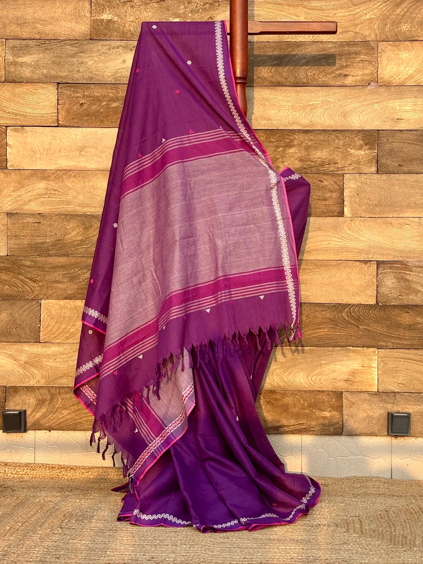 purple pure handwoven cotton saree