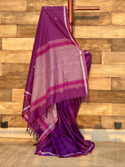 purple pure handwoven cotton saree
