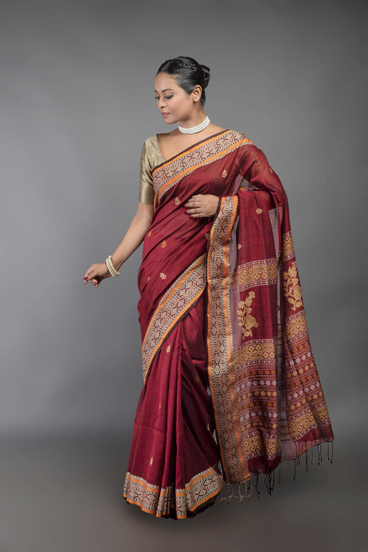 Garnet Glow Mercerised Cotton Saree