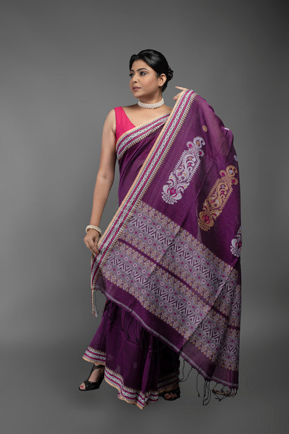 Majestic Mauve Mercerised Cotton Saree