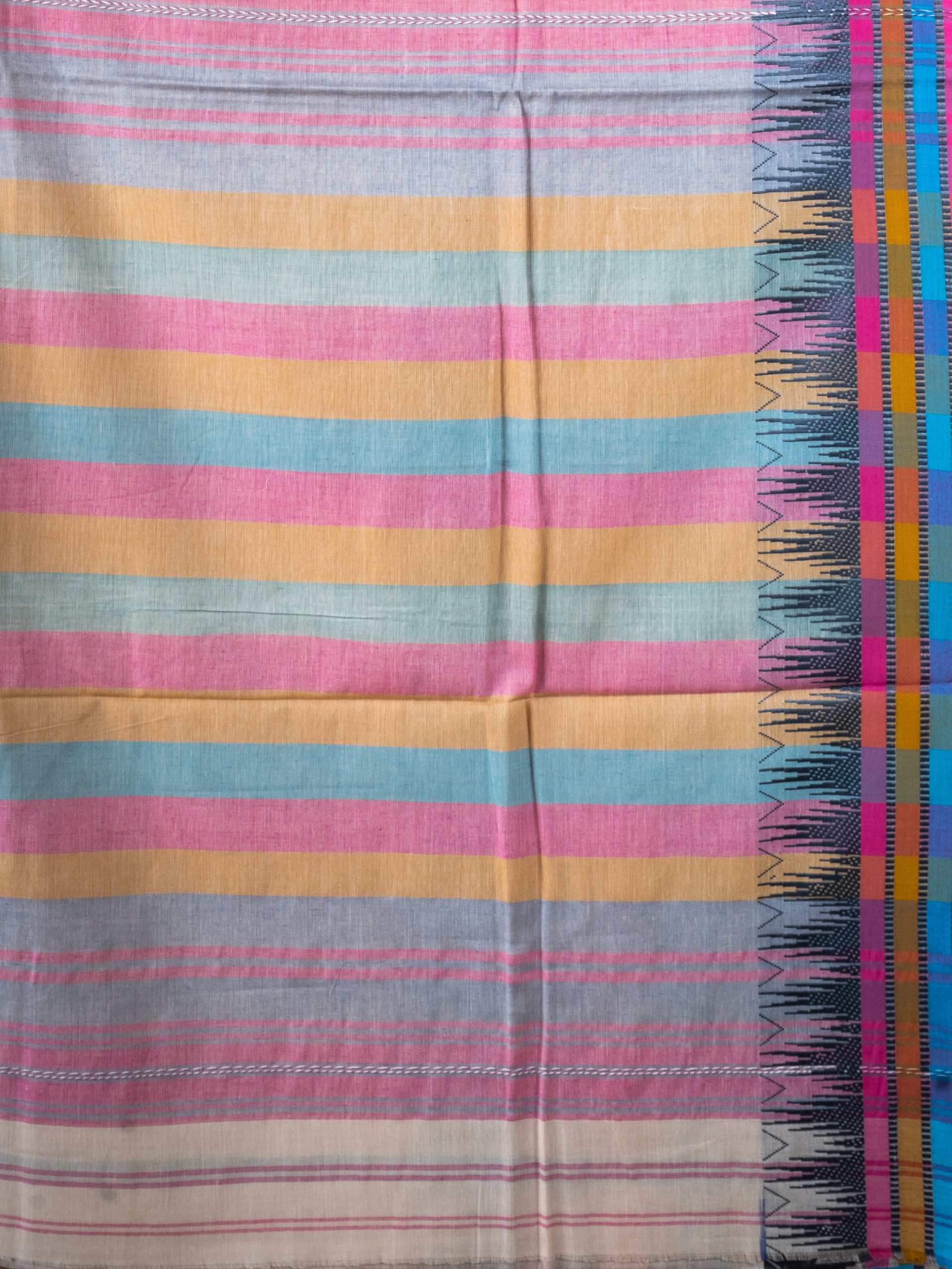 Rainbow Dhonekhali pure cotton saree multicolored vibrant