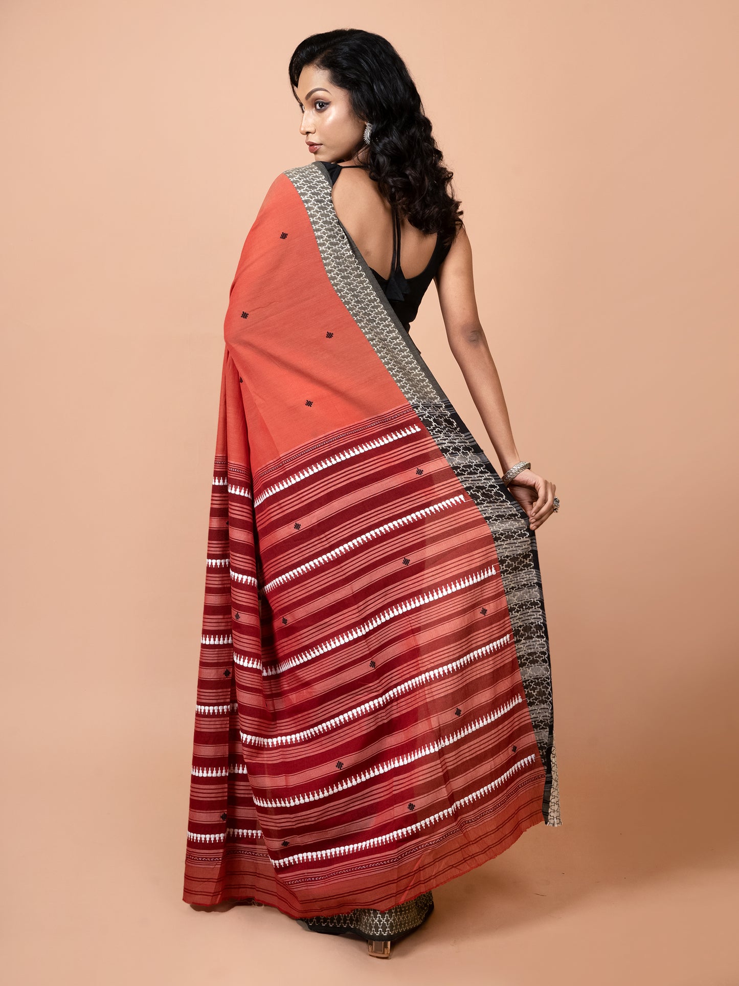 saffron mist dhonekhali pure cotton saree handloom soft