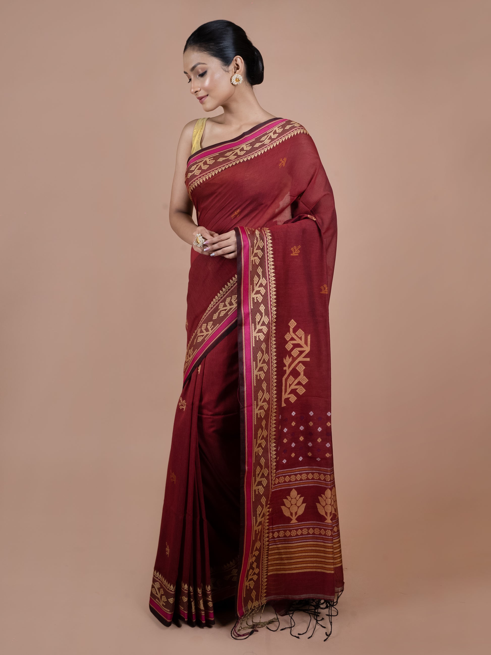 shakti sutra mercerised pure cotton saree women shiny