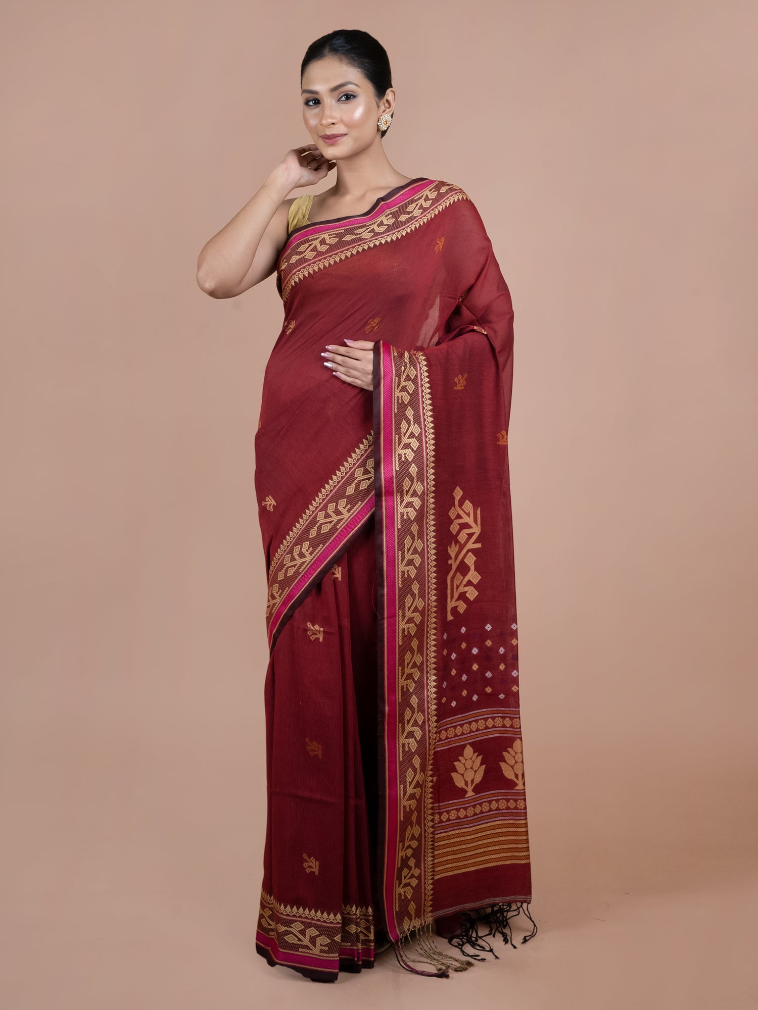 shakti sutra mercerised pure cotton saree women shiny