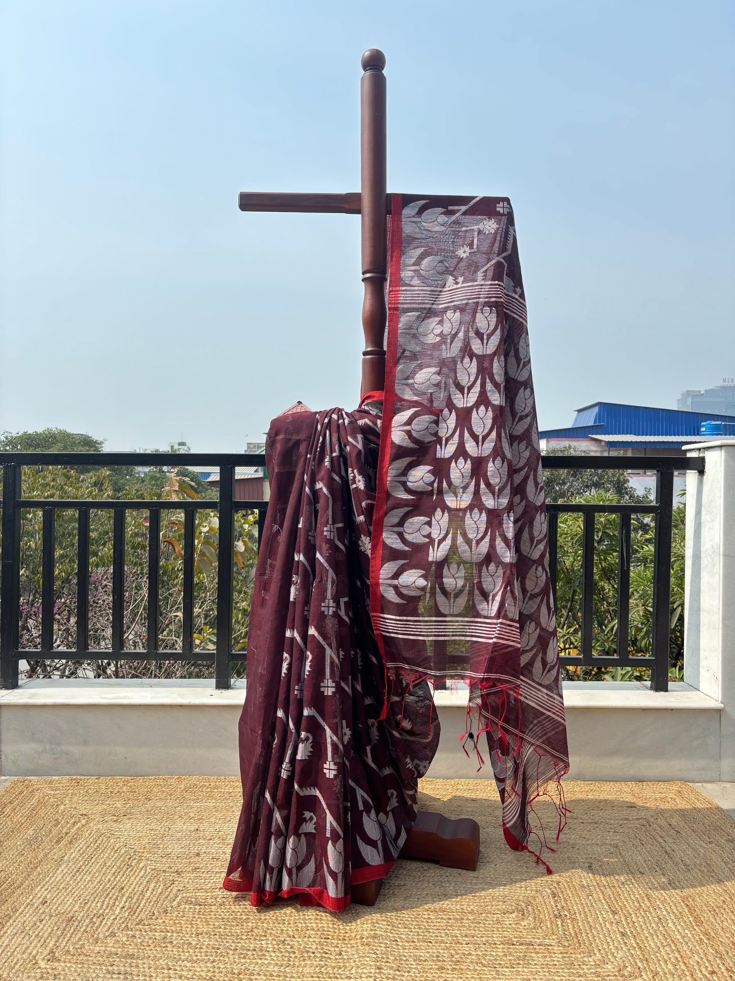 pakhna slub jamdani pure cotton saree handloom textured