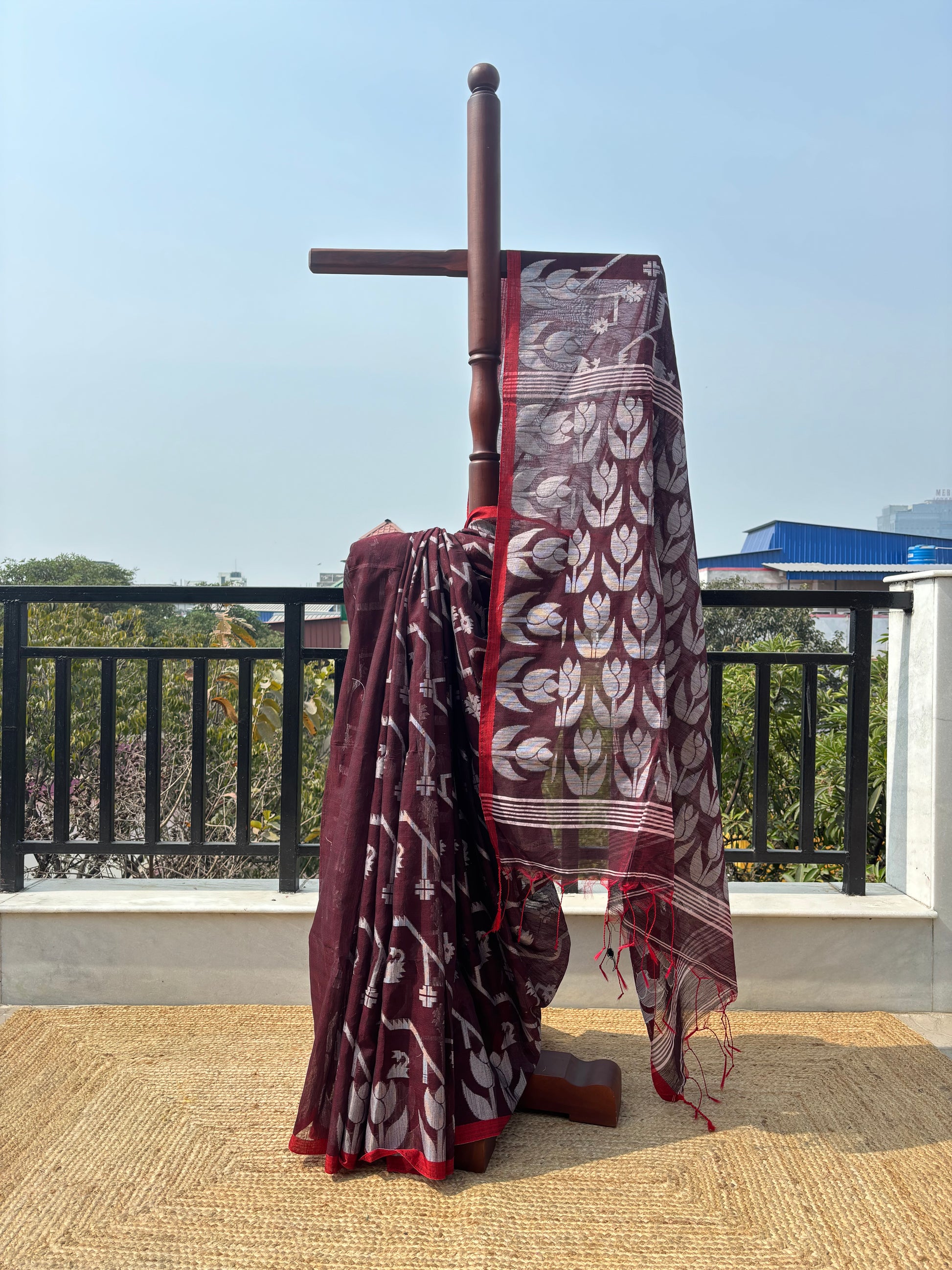 pakhna slub jamdani pure cotton saree handloom textured