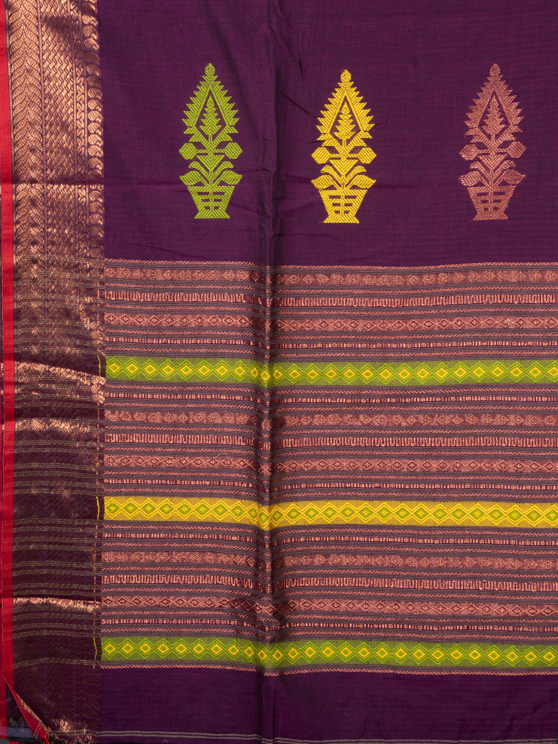 velvet violet mercerised handloom cotton saree online