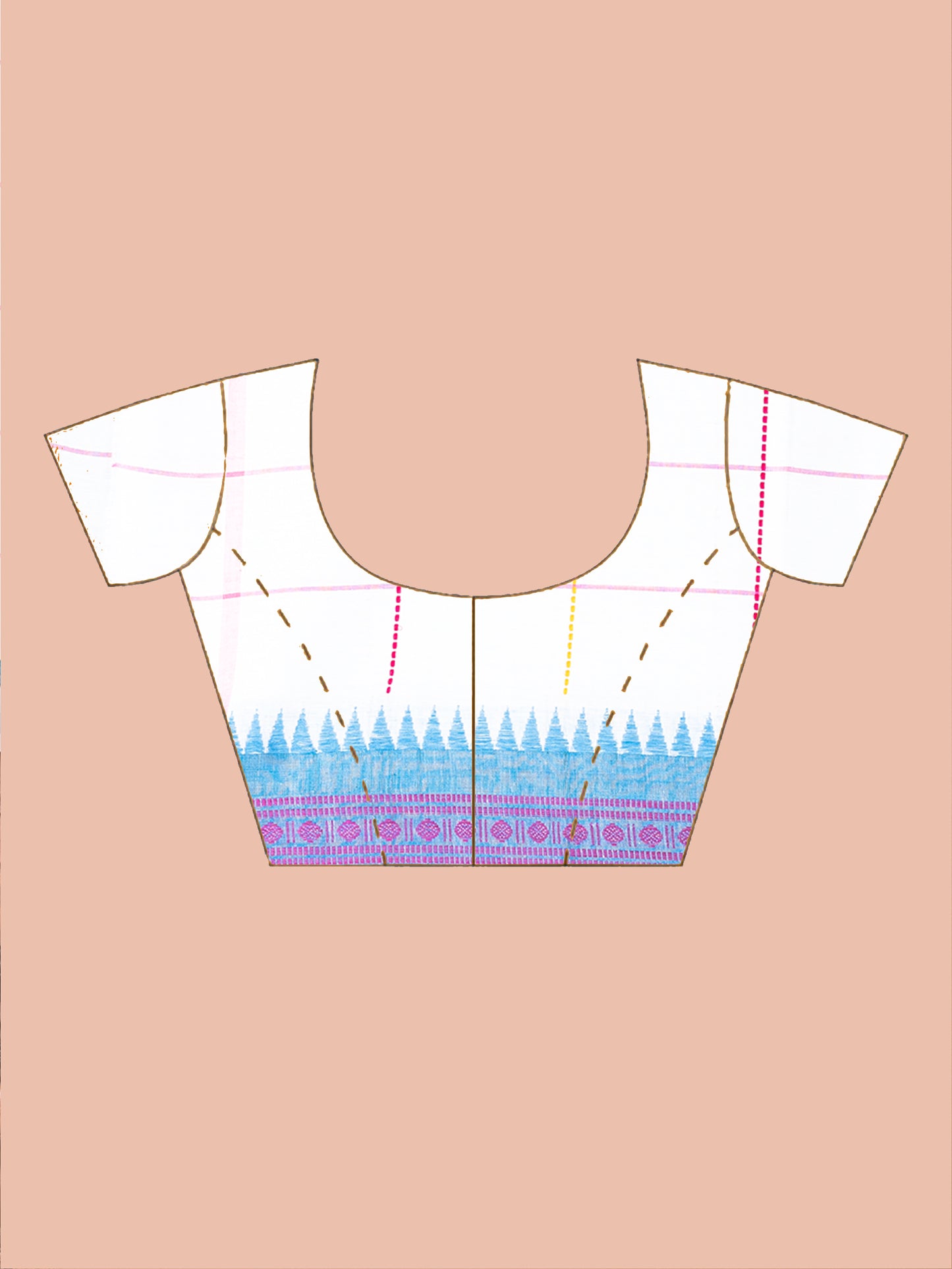 White sky blue temple border Dhonekhali pure cotton saree, traditional