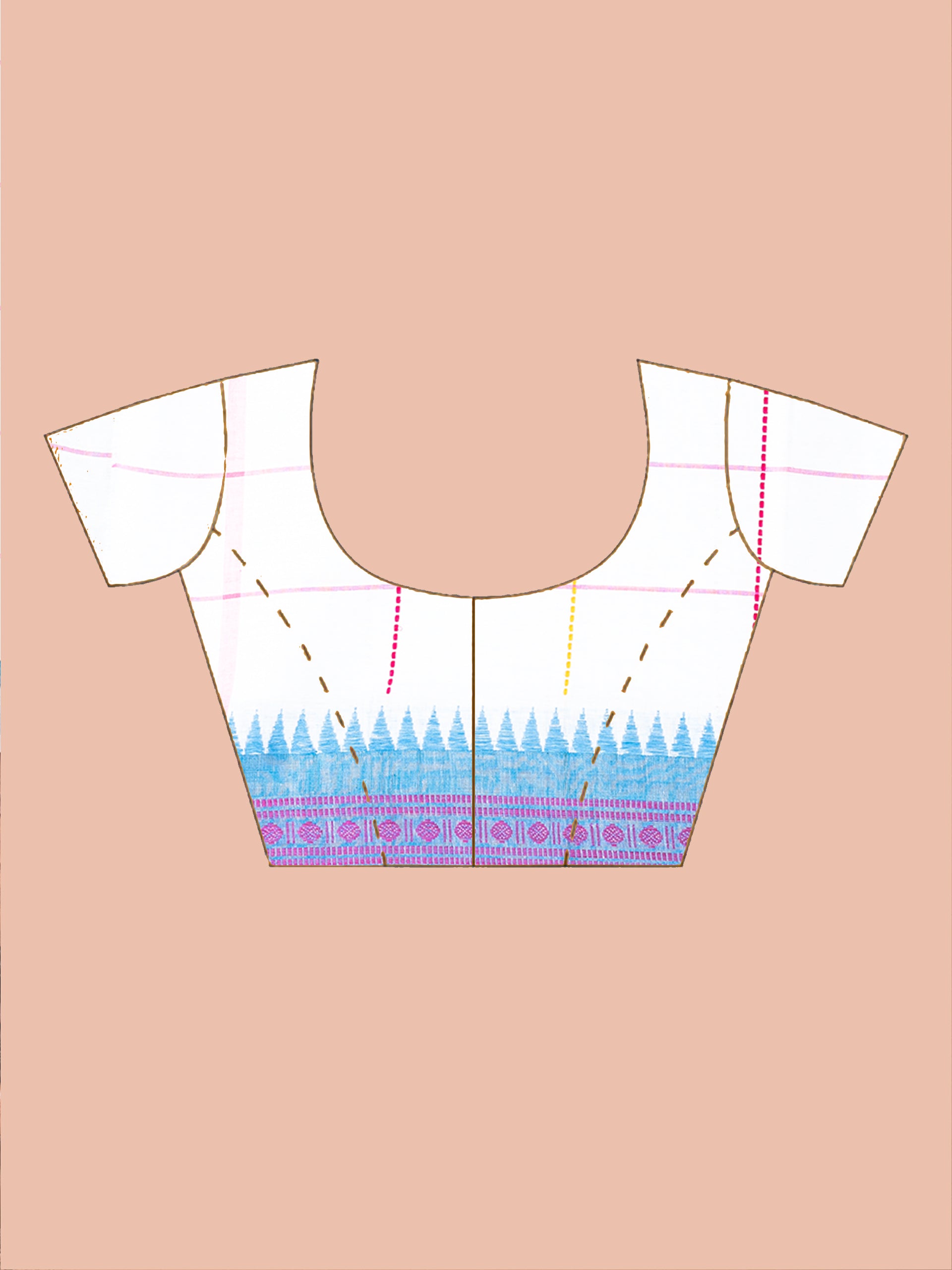 White sky blue temple border Dhonekhali pure cotton saree, traditional