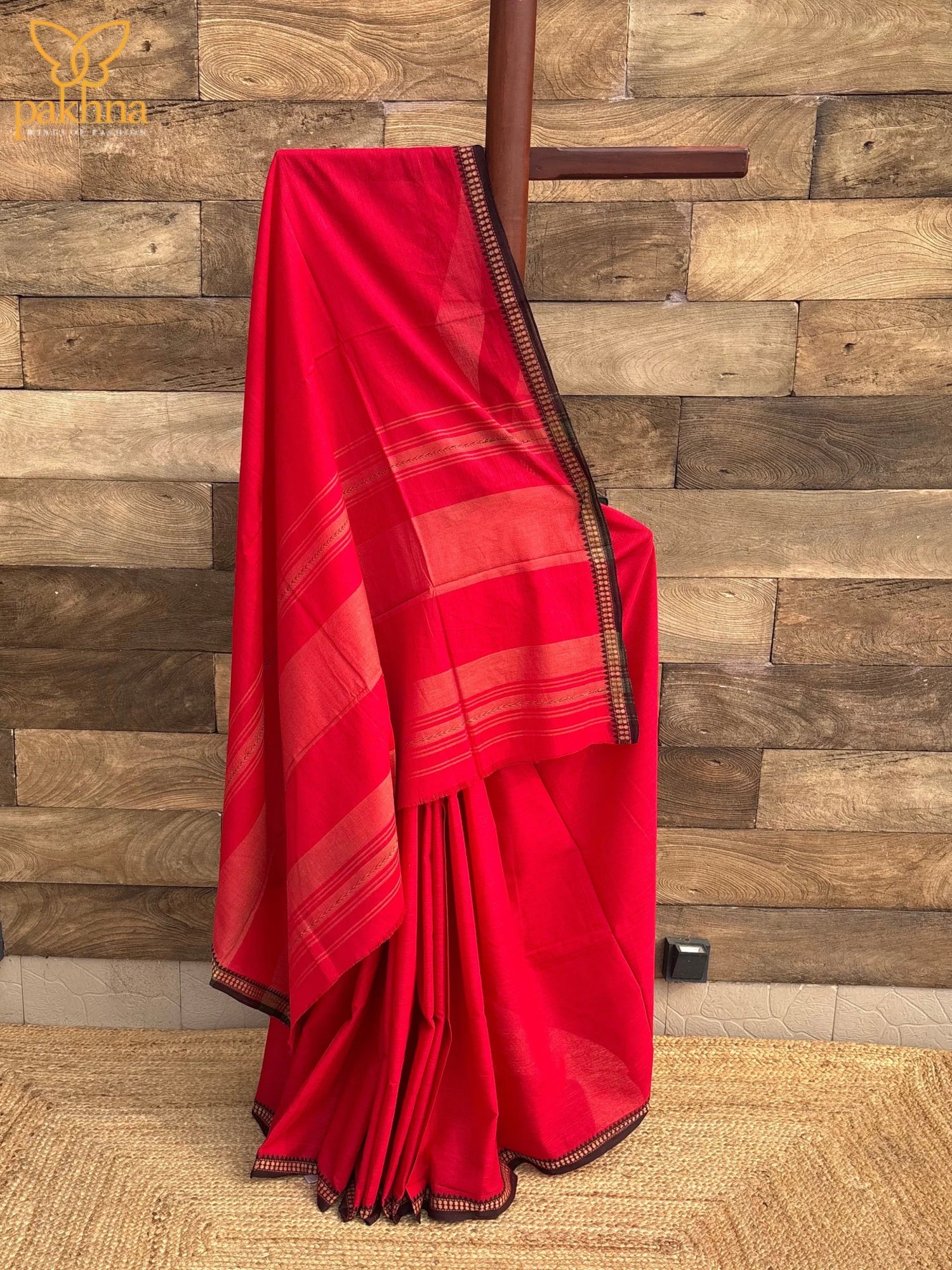 Pakhna red Dhonekhali saree
