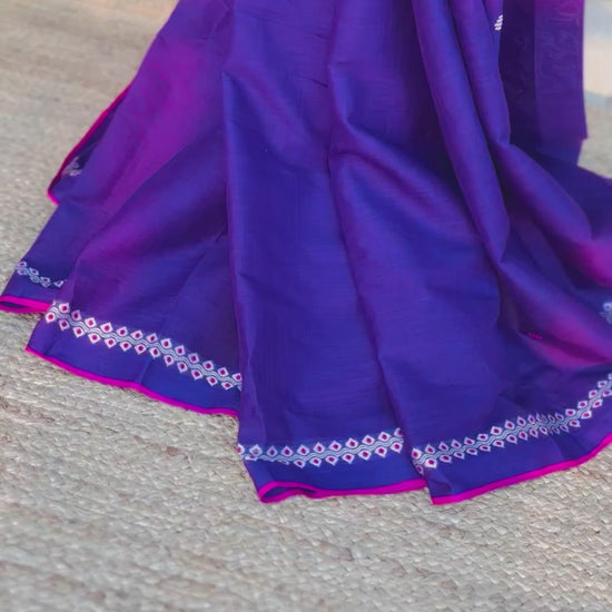 purple pure handwoven cotton saree