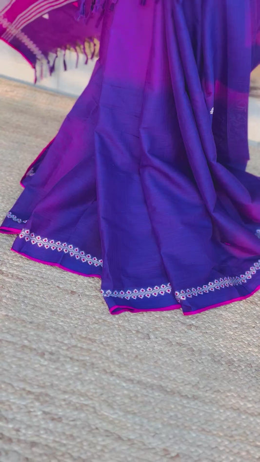 purple pure handwoven cotton saree