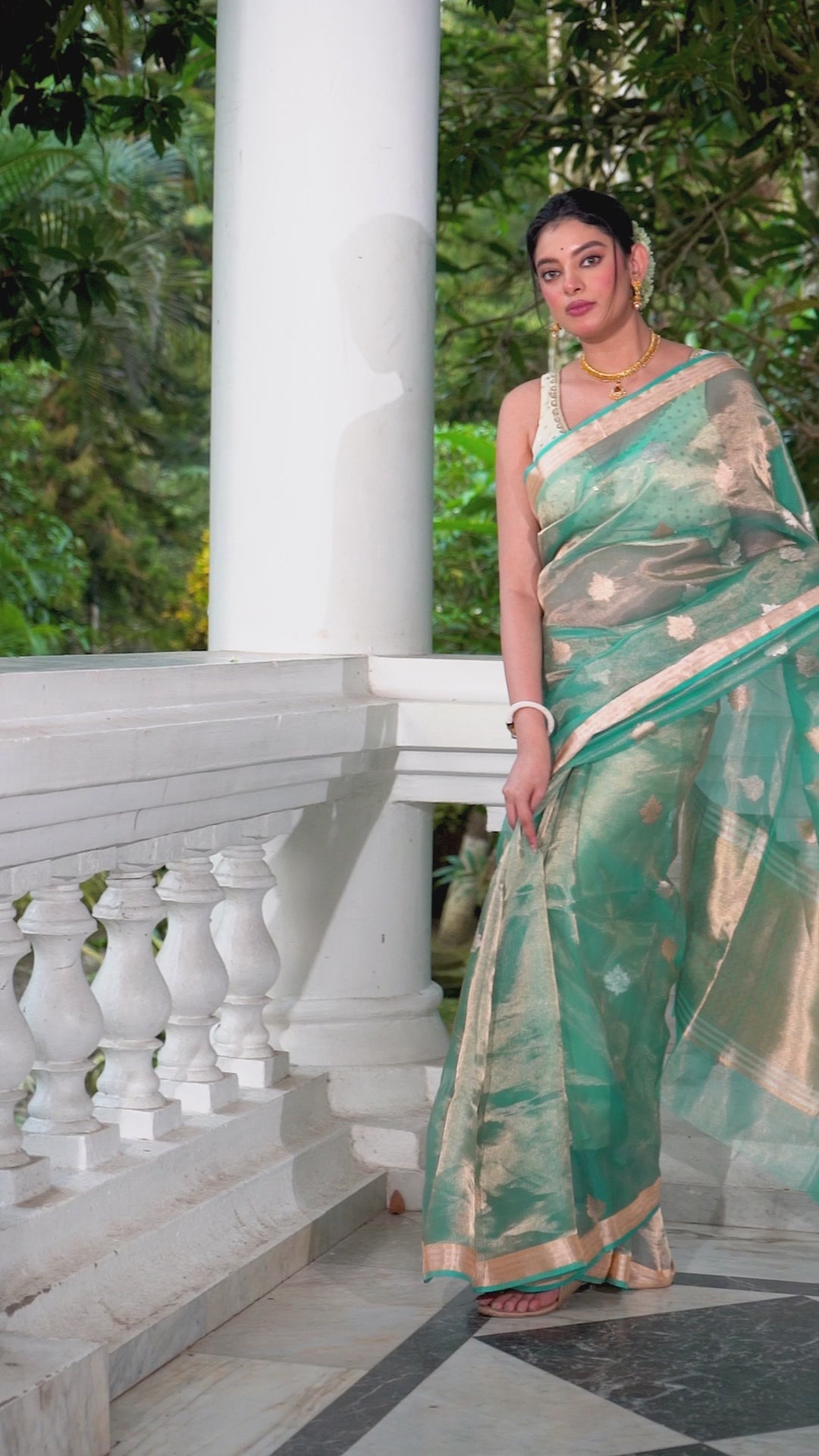 light blue pure tissue banarasi saree