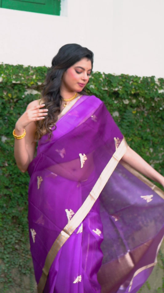 Pakhna Pure  Kora  organza Banarasi  saree