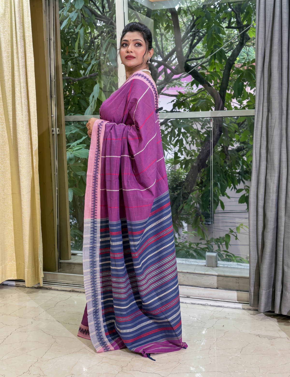 Purple Begumpuri Pure Cotton Handwoven Saree