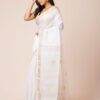 Light Beige and Cream Border Silk Cotton Saree