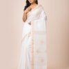 Light Beige and Cream Border Silk Cotton Saree