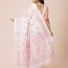 Jamdani Soft Cotton Saree in white color with pink floral prints