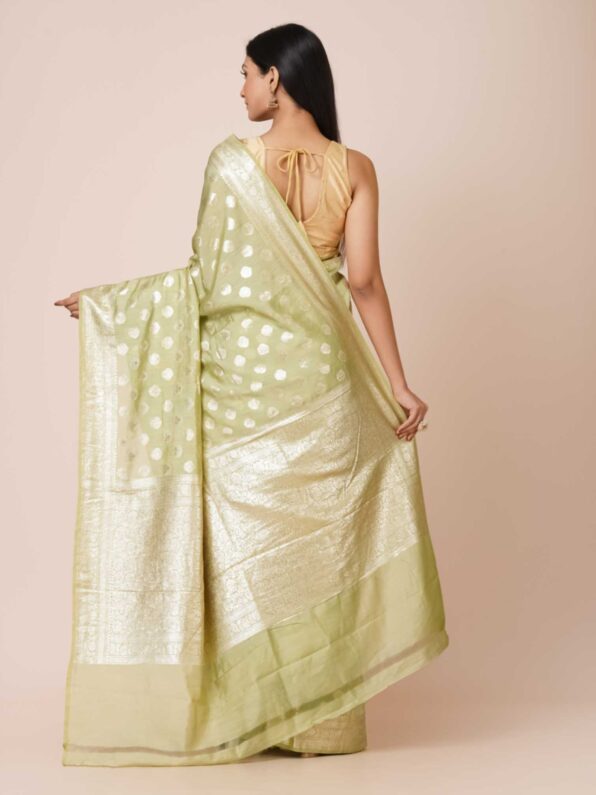 Chanderi Silk Saree in Golden Color worn my a women