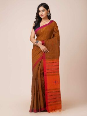 Handloom Khadi Cotton Sarees (Brown)