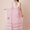 Fancy Embroidery Crepe Saree with Floral Motifs and White Satin Border