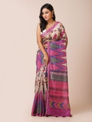 Kantha Stitch Tussar Silk Saree