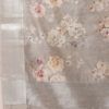 Fancy Tussar Silk Saree with Floral Print and Silver Zari Border