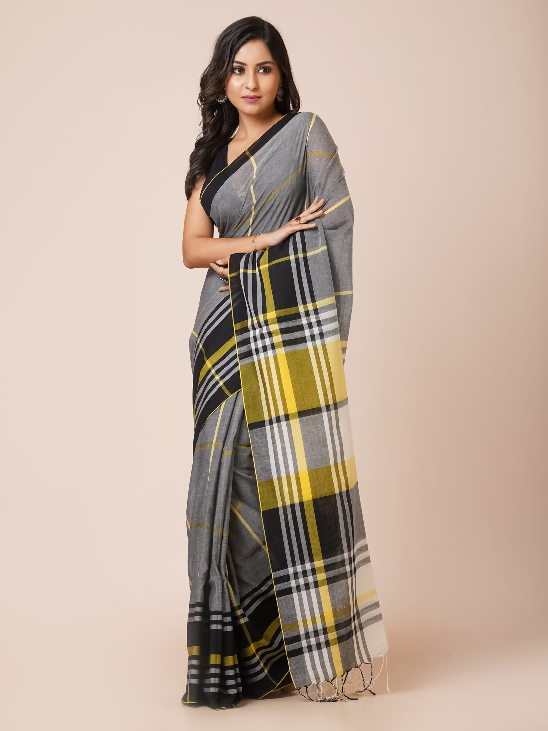 "CHARCOAL HARMONY" PURE MULMUL COTTON SAREE