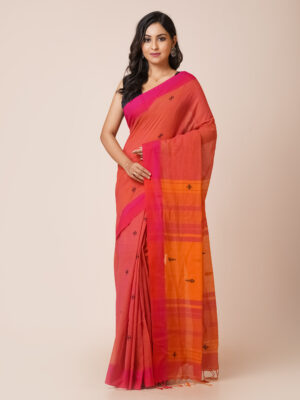 SAFFRON SUNSET” PURE  KHADI COTTON SAREE