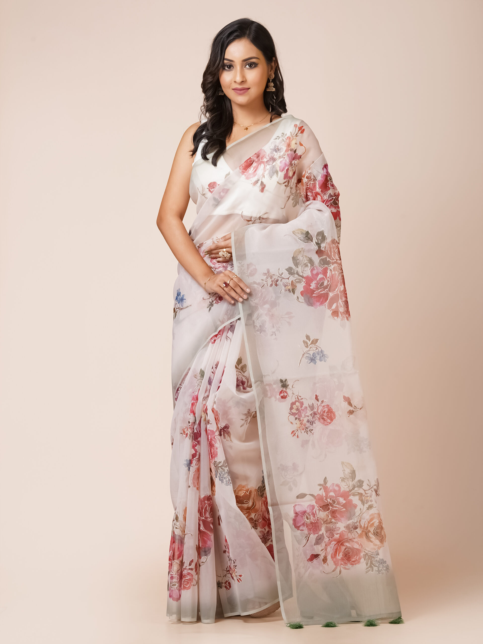 "PETAL WHISPER "SEMI ORGANZA SAREE WITH DIGITAL PRINT