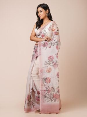 “GARDEN MUSE ” SEMI ORGANZA  SAREE WITH DIGITAL PRINT